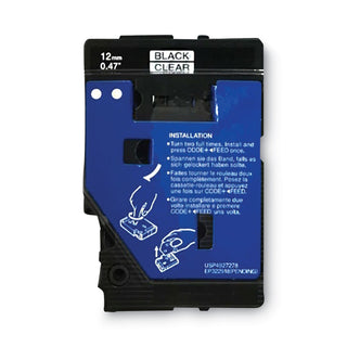Brother TC Tape Cartridges for P-Touch Labelers, 0.47" x 25.2 ft, Black on Clear, 2/Pack (BRTTC10)