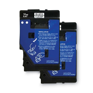 Brother TC Tape Cartridges for P-Touch Labelers, 0.47" x 25.2 ft, Black on Clear, 2/Pack (BRTTC10)