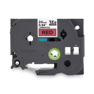 Brother TZe Standard Adhesive Laminated Labeling Tape, 0.94" x 26.2 ft, Black on Red (BRTTZE451)