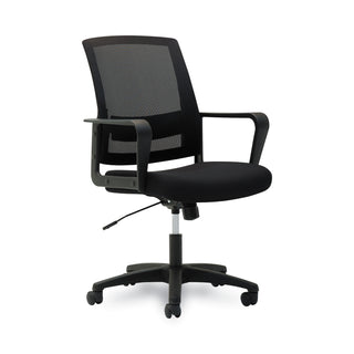 OIF Mesh Mid-Back Chair, Supports up to 225 lbs., Black Seat/Black Back, Black Base (OIFMS4217)
