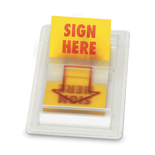 Universal® Arrow Page Flags, "Sign Here", Yellow/Red, 50 Flags/Dispenser, 2 Dispensers/Pack (UNV99005)