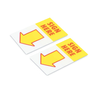 Universal® Arrow Page Flags, "Sign Here", Yellow/Red, 50 Flags/Dispenser, 2 Dispensers/Pack (UNV99005)