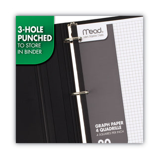 Mead® Graph Paper Tablet, 3-Hole, 8.5 x 11, Quadrille: 4 sq/in, 20 Sheets/Pad, 12 Pads/Pack (MEA19010)