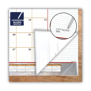 AT-A-GLANCE® Marbled Desk Pad, Marbled Stone Artwork, 22 x 17, White/Multicolor Sheets, Clear Corners, 12-Month (Jan to Dec): 2025 (AAG89702)