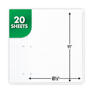Mead® Graph Paper Tablet, 3-Hole, 8.5 x 11, Quadrille: 4 sq/in, 20 Sheets/Pad, 12 Pads/Pack (MEA19010)