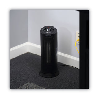 Alera® Mini Tower Ceramic Heater, 7 3/8"w x 7 3/8"d x 17 3/8"h, Black (ALEHECT17)