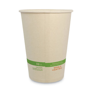 World Centric® No Tree Paper Bowls, 32 oz, 4.4" Diameter x 5.8"h, Natural, Sugarcane, 500/Carton (WORBOSU32)