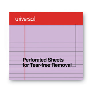 Universal® Colored Perforated Ruled Writing Pads, Narrow Rule, 50 Orchid 5 x 8 Sheets, Dozen (UNV35854)