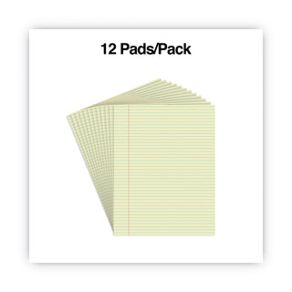 Universal® Glue Top Pads, Narrow Rule, 50 Canary-Yellow 8.5 x 11 Sheets, Dozen (UNV42000)