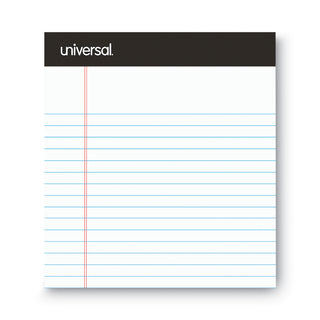 Universal® Premium Ruled Writing Pads with Heavy-Duty Back, Narrow Rule, Black Headband, 50 White 5 x 8 Sheets, 6/Pack (UNV56300)