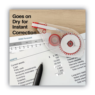 Universal® Side-Application Correction Tape, Transparent Red Applicator, 0.2" x 393", 6/Pack (UNV75610)