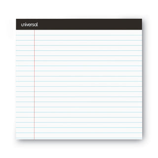 Universal® Premium Ruled Writing Pads with Heavy-Duty Back, Wide/Legal Rule, Black Headband, 50 White 8.5 x 11 Sheets, 12/Pack (UNV30730)
