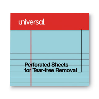Universal® Colored Perforated Ruled Writing Pads, Narrow Rule, 50 Blue 5 x 8 Sheets, Dozen (UNV35850)