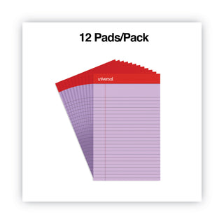 Universal® Colored Perforated Ruled Writing Pads, Narrow Rule, 50 Orchid 5 x 8 Sheets, Dozen (UNV35854)