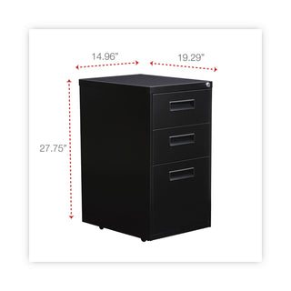 Alera® Three-Drawer Metal Pedestal File, 14.96w x 19.29d x 27.75h, Black (ALEPABBFBL)