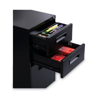 Alera® Three-Drawer Metal Pedestal File, 14.96w x 19.29d x 27.75h, Black (ALEPABBFBL)