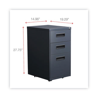 Alera® Three-Drawer Metal Pedestal File, 14.96w x 19.29d x 27.75h, Charcoal (ALEPABBFCH)
