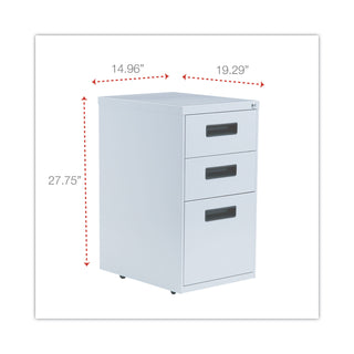 Alera® Three-Drawer Metal Pedestal File, 14.96w x 19.29d x 27.75h, Light Gray (ALEPABBFLG)