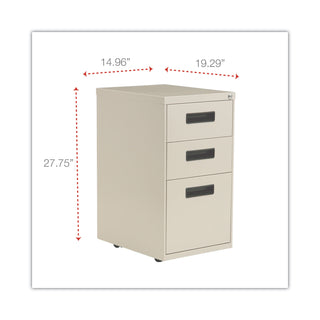 Alera® Three-Drawer Metal Pedestal File, 14.96w x 19.29d x 27.75h, Putty (ALEPABBFPY)