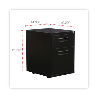 Alera® Two-Drawer Metal Pedestal File, 14.96w x 19.29d x 21.65h, Black (ALEPABFBL)