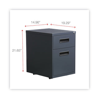 Alera® Two-Drawer Metal Pedestal File, 14.96w x 19.29d x 21.65h, Charcoal (ALEPABFCH)