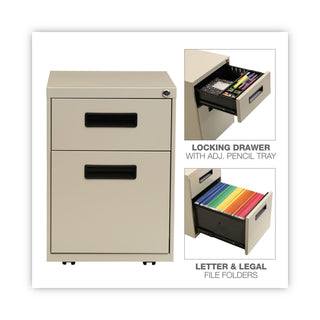 Alera® Two-Drawer Metal Pedestal File, 14.96w x 19.29d x 21.65h, Putty (ALEPABFPY)