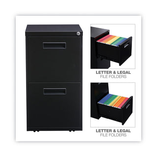 Alera® Two-Drawer Metal Pedestal File, 14.96w x 19.29d x 27.75h, Black (ALEPAFFBL)
