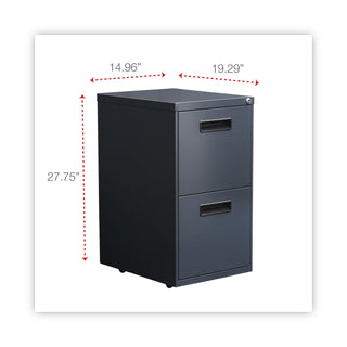 Alera® Two-Drawer Metal Pedestal File, 14.96w x 19.29d x 27.75h, Charcoal (ALEPAFFCH)