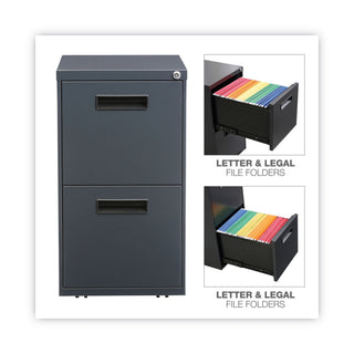 Alera® Two-Drawer Metal Pedestal File, 14.96w x 19.29d x 27.75h, Charcoal (ALEPAFFCH)