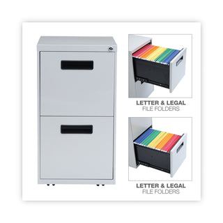 Alera® Two-Drawer Metal Pedestal File, 14.96w x 19.29d x 27.75h, Light Gray (ALEPAFFLG)