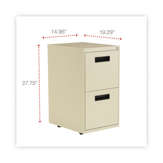 Alera® Two-Drawer Metal Pedestal File, 14.96w x 19.29d x 27.75h, Putty (ALEPAFFPY)