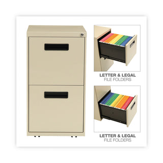 Alera® Two-Drawer Metal Pedestal File, 14.96w x 19.29d x 27.75h, Putty (ALEPAFFPY)