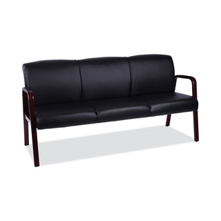 Alera® Reception Lounge WL 3-Seat Sofa, 65.75w x 26.13d x 33h, Black/Mahogany (ALERL2319M)