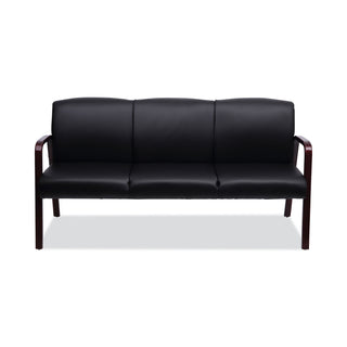 Alera® Reception Lounge WL 3-Seat Sofa, 65.75w x 26.13d x 33h, Black/Mahogany (ALERL2319M)