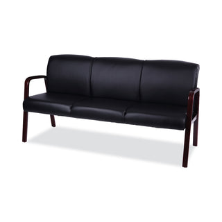 Alera® Reception Lounge WL 3-Seat Sofa, 65.75w x 26.13d x 33h, Black/Mahogany (ALERL2319M)