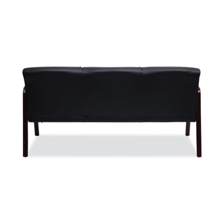 Alera® Reception Lounge WL 3-Seat Sofa, 65.75w x 26.13d x 33h, Black/Mahogany (ALERL2319M)