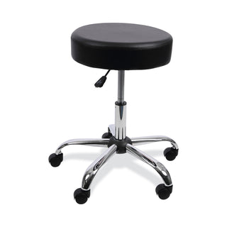 Alera® Height Adjustable Lab Stool, 24.38" Seat Height, Supports up to 275 lbs., Black Seat/Black Back, Chrome Base (ALEUS4716)