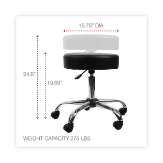 Alera® Height Adjustable Lab Stool, 24.38" Seat Height, Supports up to 275 lbs., Black Seat/Black Back, Chrome Base (ALEUS4716)