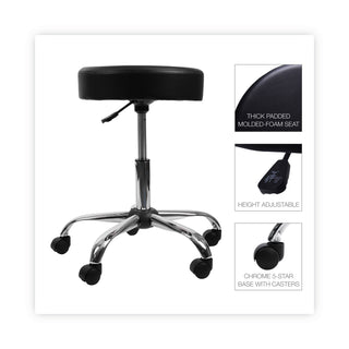 Alera® Height Adjustable Lab Stool, 24.38" Seat Height, Supports up to 275 lbs., Black Seat/Black Back, Chrome Base (ALEUS4716)