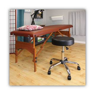Alera® Height Adjustable Lab Stool, 24.38" Seat Height, Supports up to 275 lbs., Black Seat/Black Back, Chrome Base (ALEUS4716)