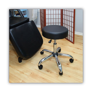 Alera® Height Adjustable Lab Stool, 24.38" Seat Height, Supports up to 275 lbs., Black Seat/Black Back, Chrome Base (ALEUS4716)