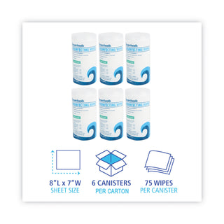 Boardwalk® Disinfecting Wipes, 7 x 8, Fresh Scent, 75/Canister, 6 Canisters/Carton (BWK454W75)