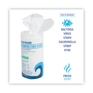 Boardwalk® Disinfecting Wipes, 7 x 8, Fresh Scent, 75/Canister, 3 Canisters/Pack (BWK454W753PK)