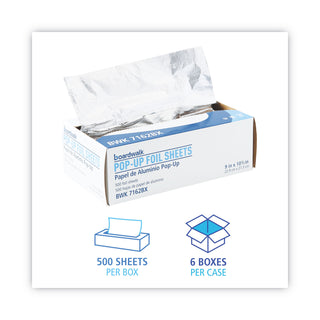 Boardwalk® Standard Aluminum Foil Pop-Up Sheets, 9 x 10.75, 500/Box, 6 Boxes/Carton (7162BW)