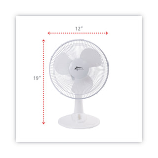 Alera® 12" 3-Speed Oscillating Desk Fan, Plastic, White (ALEFAN122)