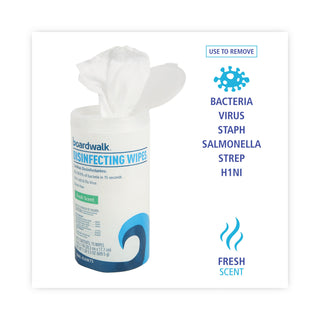 Boardwalk® Disinfecting Wipes, 7 x 8, Fresh Scent, 75/Canister, 12 Canisters/Carton (BWK454W753CT)