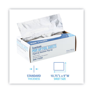 Boardwalk® Standard Aluminum Foil Pop-Up Sheets, 9 x 10.75, 500/Box, 6 Boxes/Carton (7162BW)