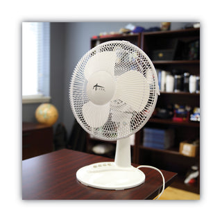 Alera® 12" 3-Speed Oscillating Desk Fan, Plastic, White (ALEFAN122)