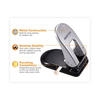 Bostitch® EZ Squeeze Two-Hole Punch, 40-Sheet Capacity, Black/Silver (ACI2340)