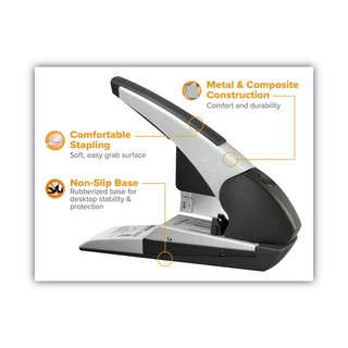 Bostitch® Auto 180 Xtreme Duty Automatic Stapler, 180-Sheet Capacity, Silver/Black (BOSB380HDBLK)
